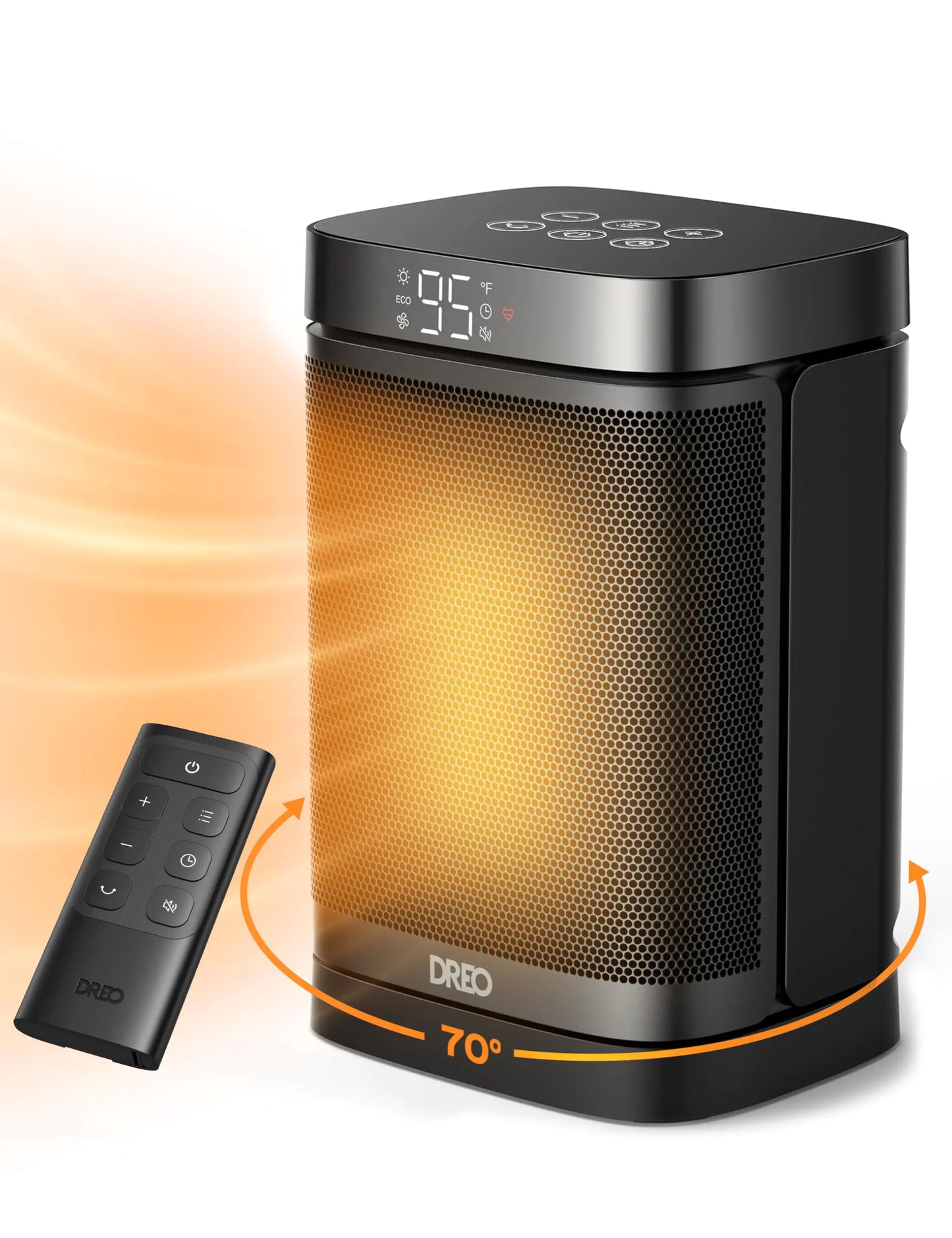 Dreo Space Heater 1500W Portable Electric Heaters for Indoor Use PTC Ceramic Heater for Office with Remote Thermostat 70°Oscillation 12H Timer 5 Modes Safe Quiet Room Heater for Bedroom