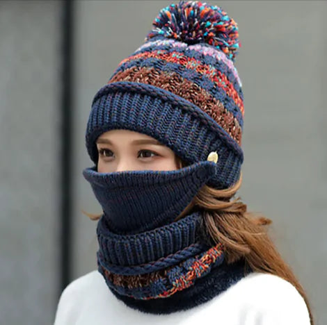 Winter Knitted Hat, Mask & Scarf Set
