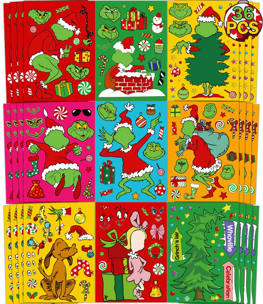 36 PCS Christmas Stickers for Kids Christmas Stickers Christmas Make Your Own Stickers Christmas Stickers for Craft Christmas Party Game Stickers for Christmas Decorations