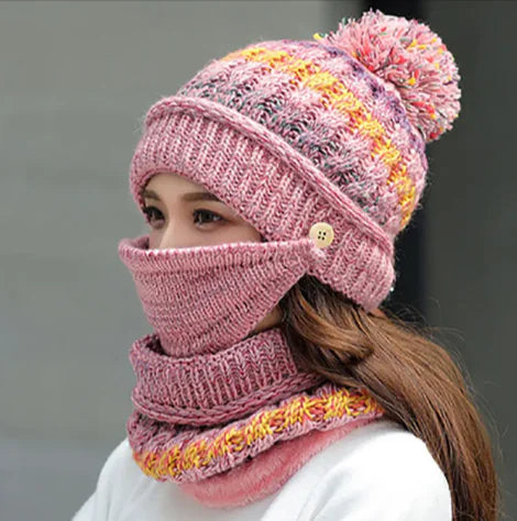Winter Knitted Hat, Mask & Scarf Set